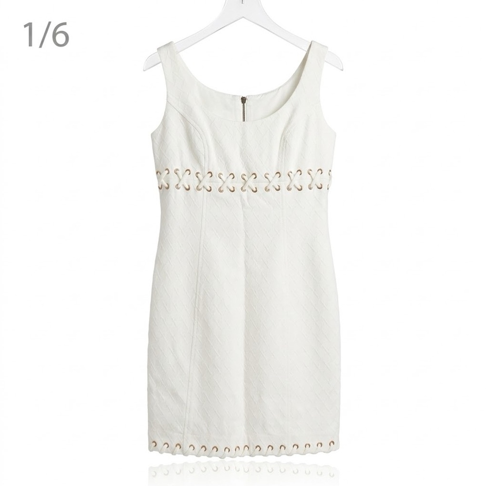 Laundry By Shelli Segal Ivory Sleeveless Embellished Shift Dress